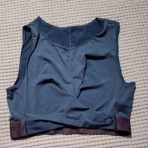 Fabletics Navy and Black Twist-Front Crop Tank